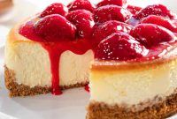 Decadent Strawberry Cheesecake Recipe with Fresh Berry Topping