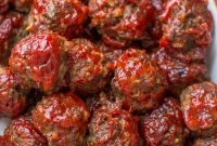 Baked BBQ Meatballs with Sticky Homemade Glaze