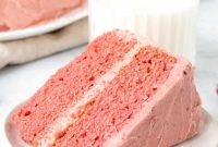 Moist Strawberry Layer Cake with Fresh Strawberry Frosting