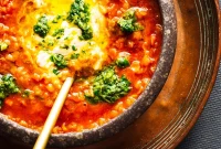 Harissa Lentil Soup with Fresh Cilantro Salsa