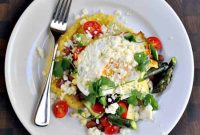 Polenta Huevos Rancheros with Roasted Asparagus and Salsa Verde