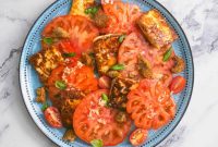 Tomato and Grilled Halloumi Salad with Basil Vinaigrette