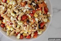 Whole Wheat Greek Pasta Salad with Feta & Olives