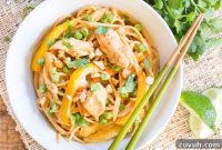 Thai Peanut Chicken Noodles Recipe with Zesty Lime & Veggies