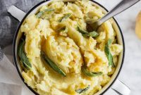 Roasted Garlic Mashed Potatoes with Brown Butter & Sage