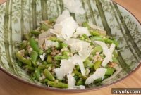 Lemony Israeli Couscous with Asparagus, Peas & Sugar Snap Peas