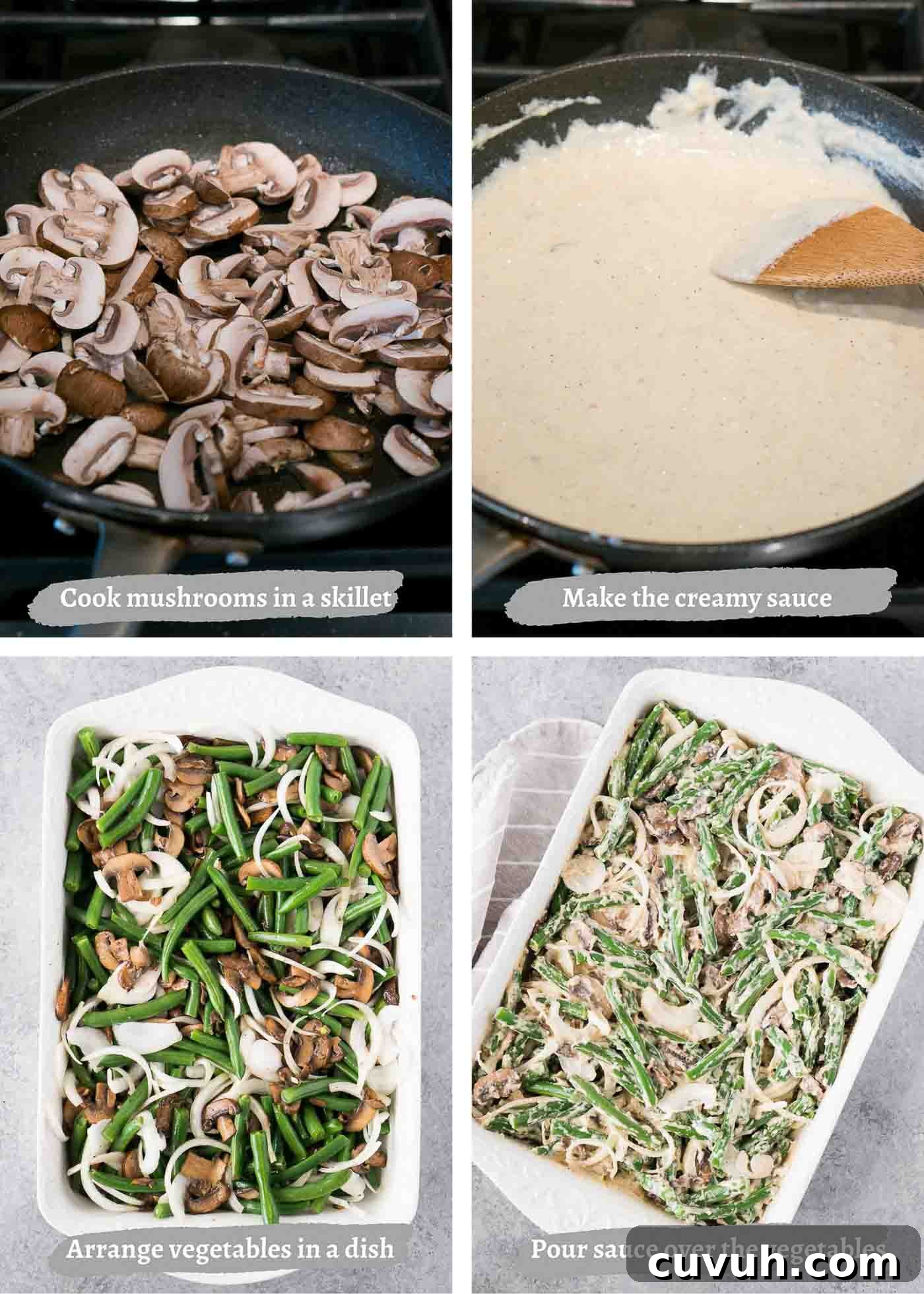 process images of making green beans casserole