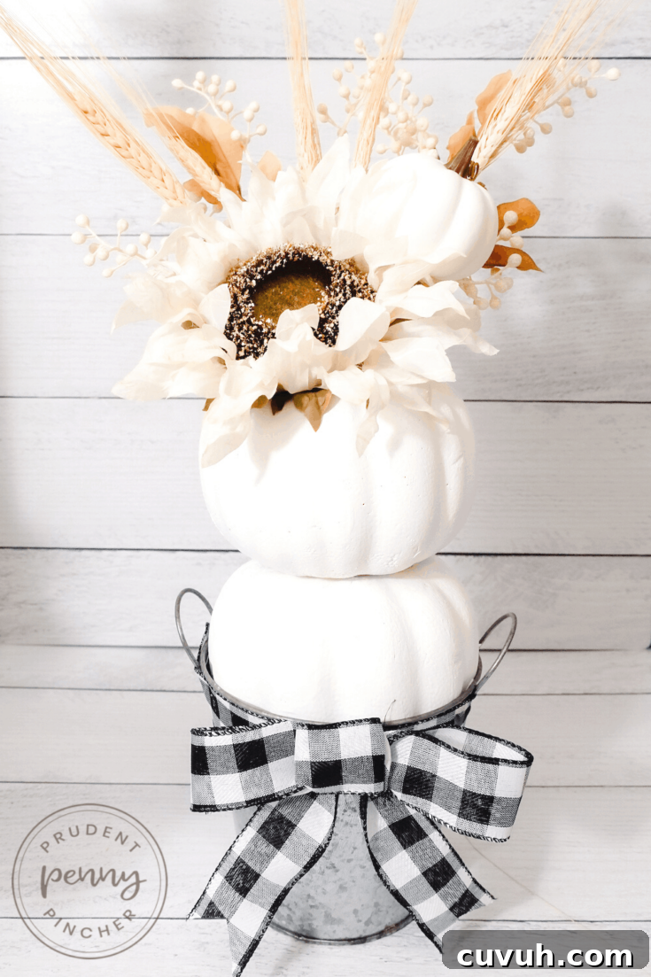 Dollar Tree Fall DIY White Pumpkin Topiary