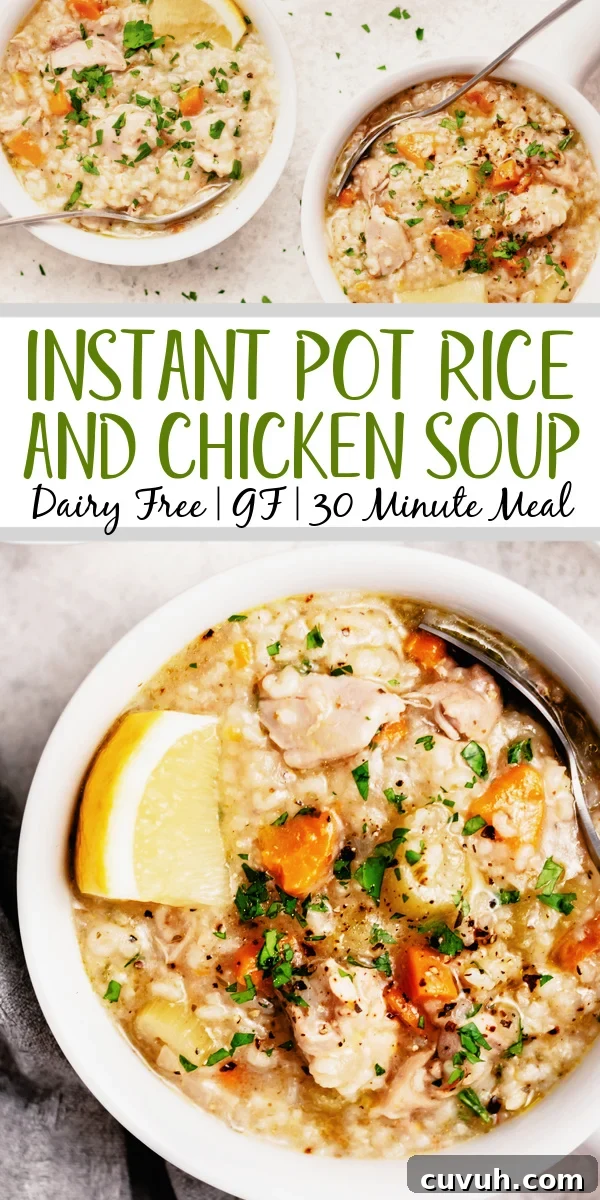 Instant pot chicken and rice soup