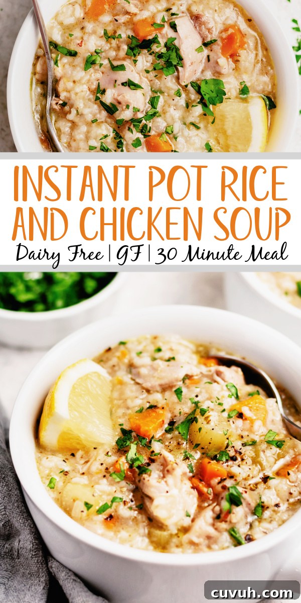 Instant pot chicken and rice soup