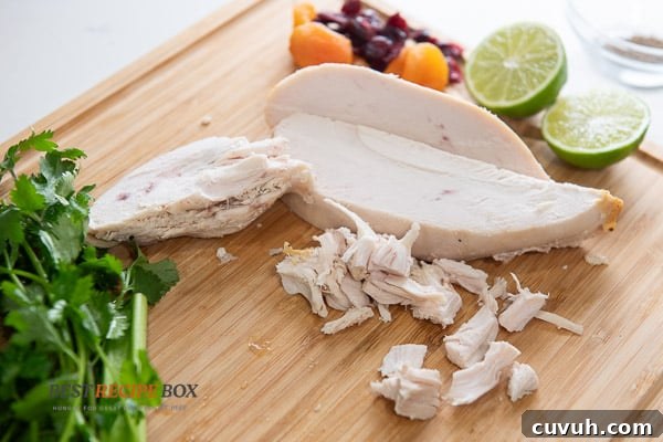 cutting or tearing chicken for curry chicken salad