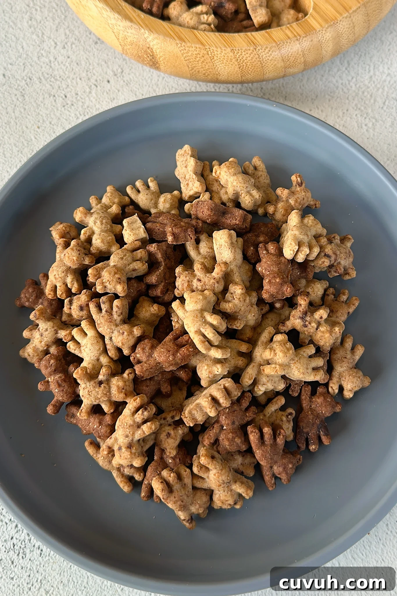 Homemade teddy grahams served on a plate.