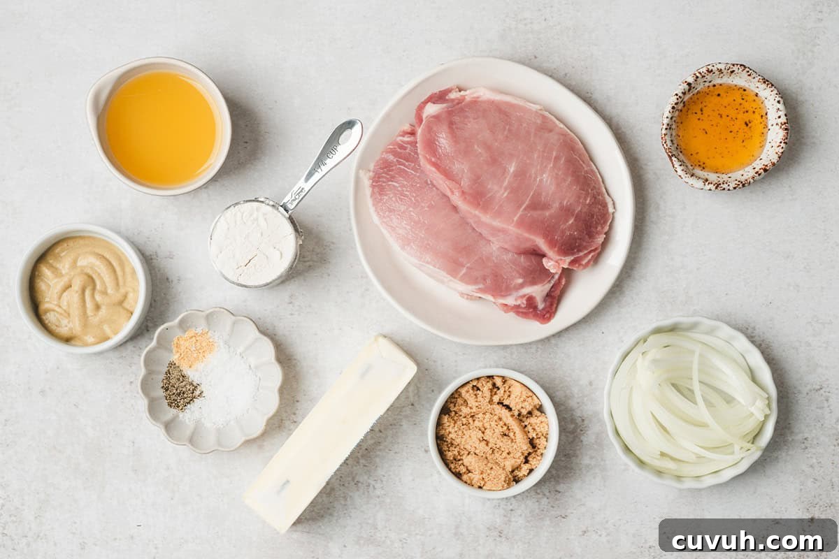 The ingredients to make pineapple onion pork chops.
