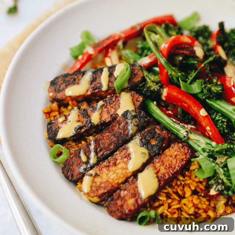 Crispy Tempeh Bowls with Spicy Turmeric Rice