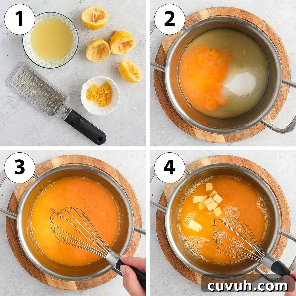 Process Shot Collage: preparing and mixing the ingredients in a pot.