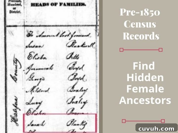 Trouble tracing your female ancestors? Do not overlook them in those early pre-1850 census records.