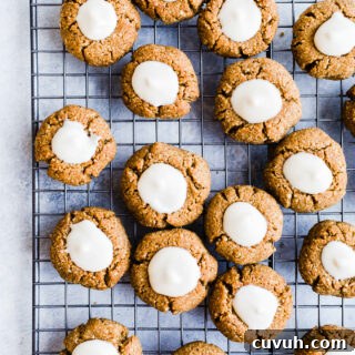 Gingerbread thumbprints on cooling rack.