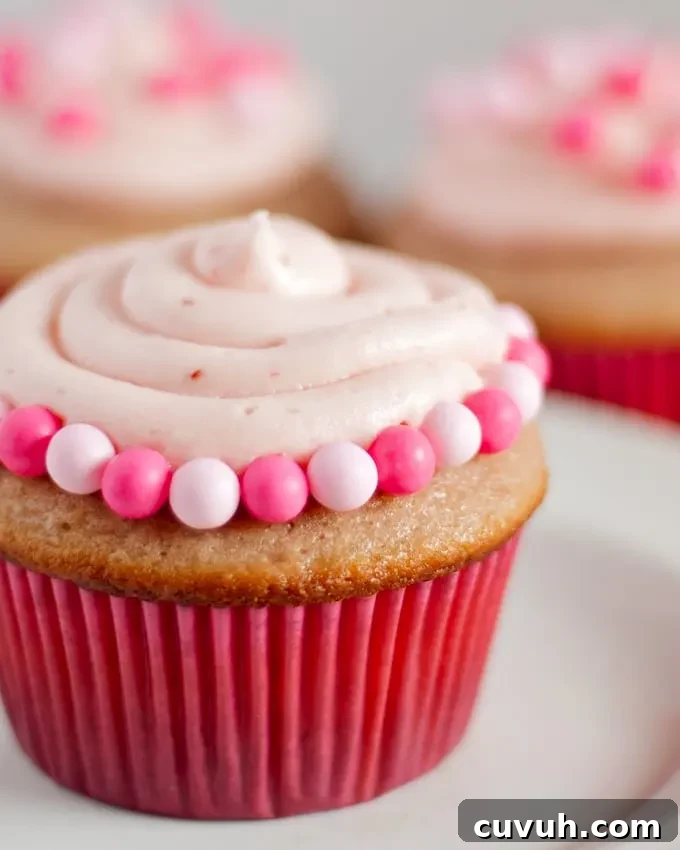 Double Berry Cupcakes - both the cupcakes and frosting are made with a mixture of raspberry and strawberry puree!