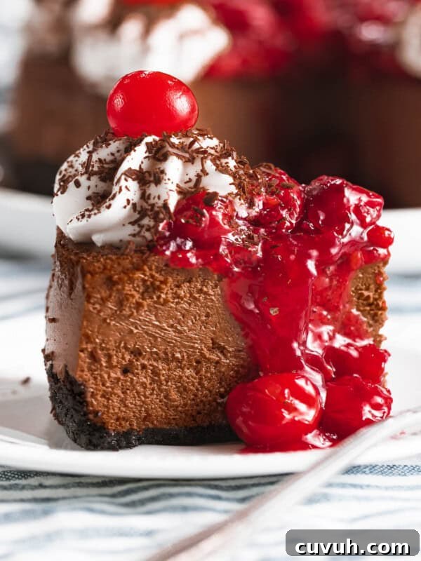 Decadent Strawberry Cheesecake Recipe with Fresh Berry Topping 15 Black forest cheesecake with cherry topping.