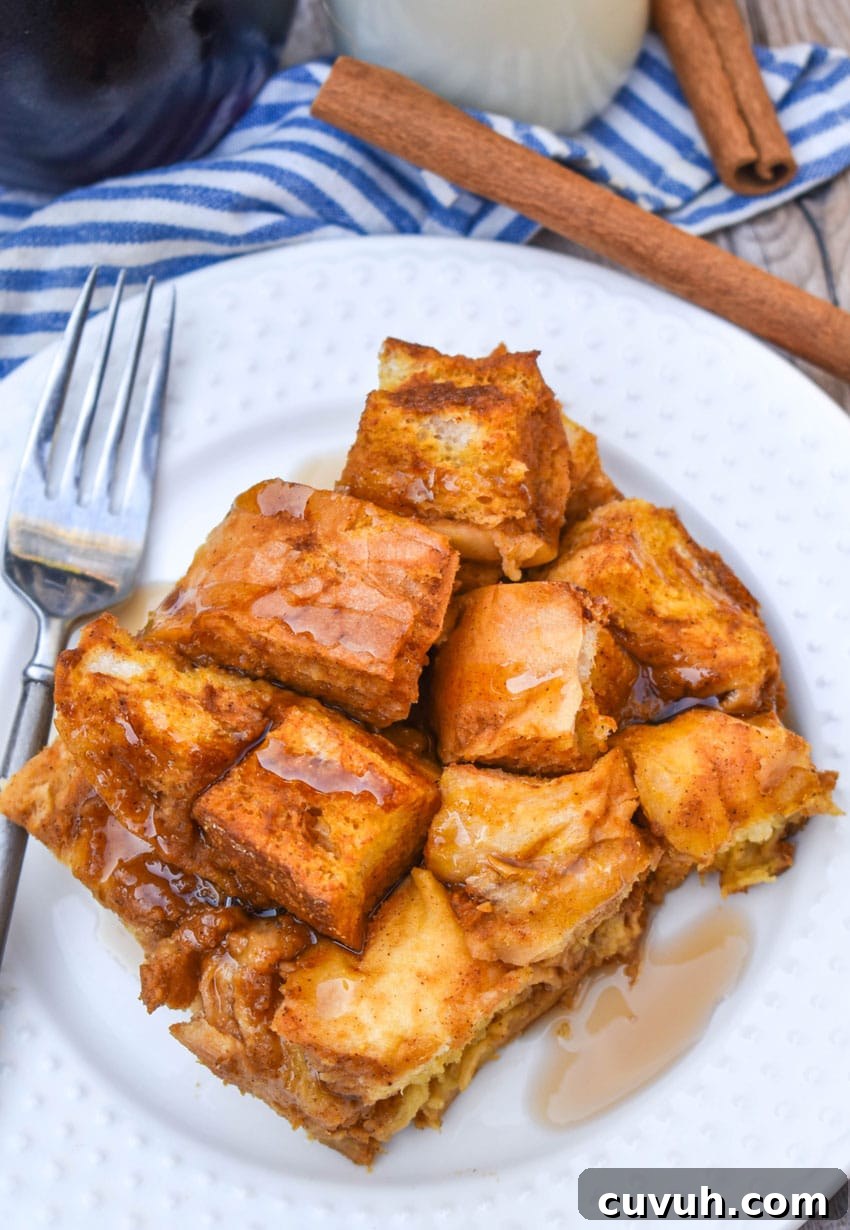 pumpkin bread pudding on a small white plate