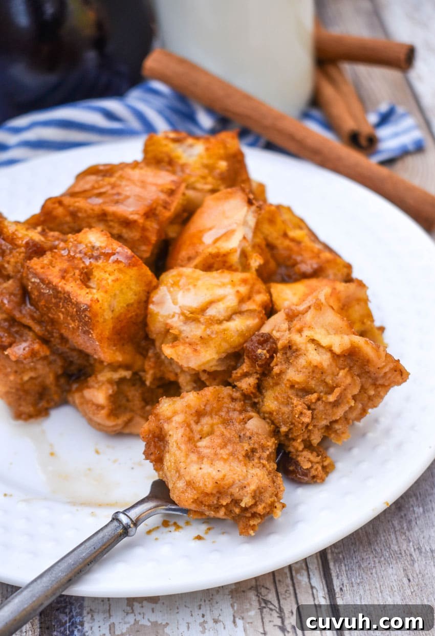 pumpkin bread pudding on a small white plate