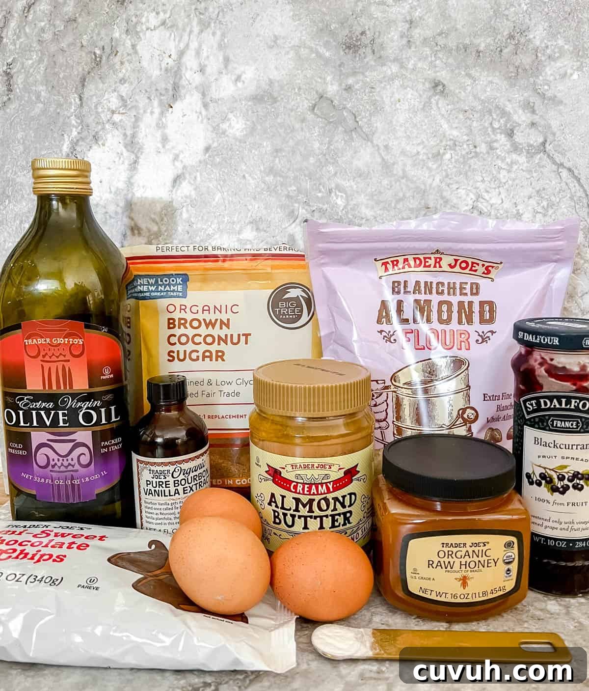 Paleo Almond Butter & Jelly Brownies — Gluten-Free Recipe 4 Ingredients needed to make almond butter and jelly brownies.