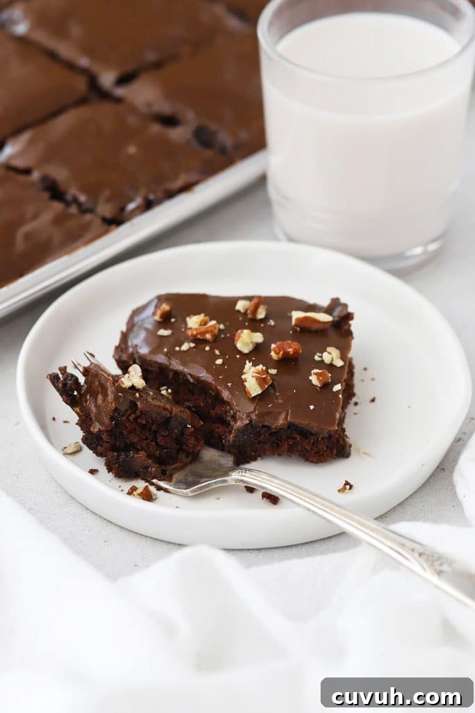 Moist Gluten-Free Yellow Sheet Cake Recipe for Parties 11 A slice of gluten-free texas sheet cake with pecans