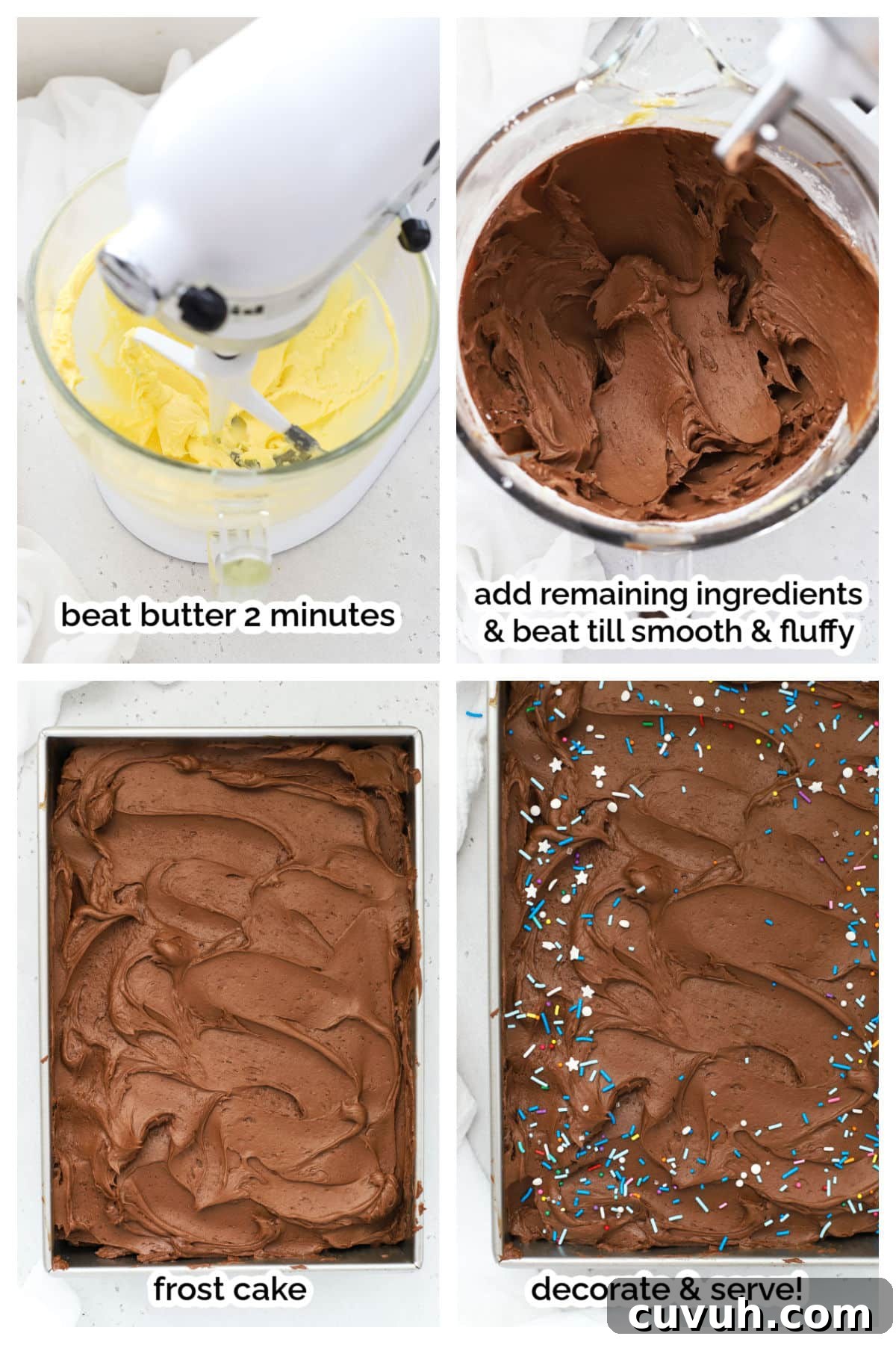 Moist Gluten-Free Yellow Sheet Cake Recipe for Parties 7 frosting and decorating a homemade yellow sheet cake with chocolate frosting