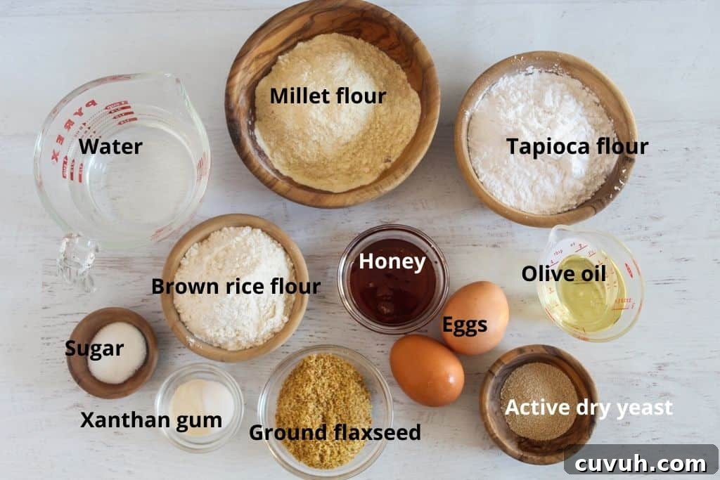 labeled ingredients on a countertop