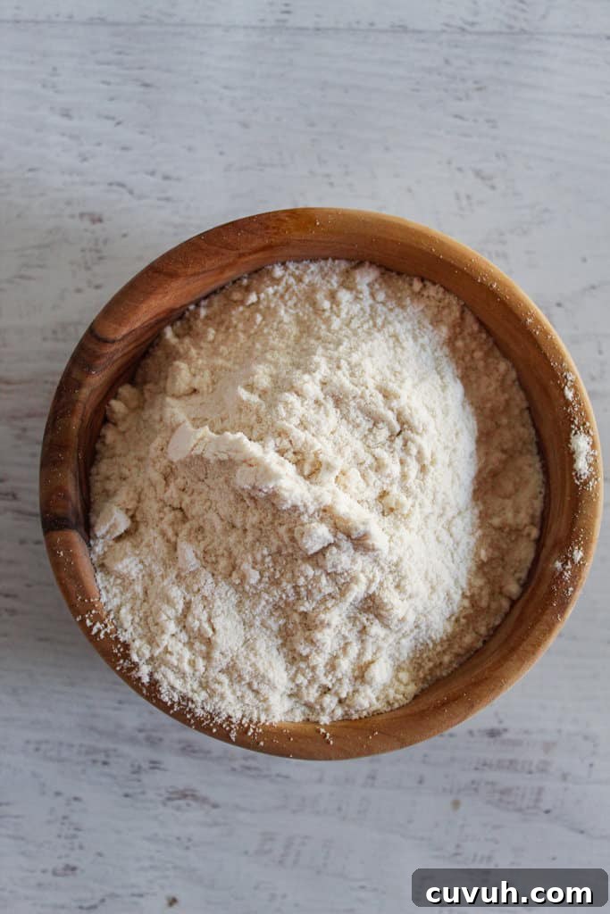 brown bowl of brown rice flour.