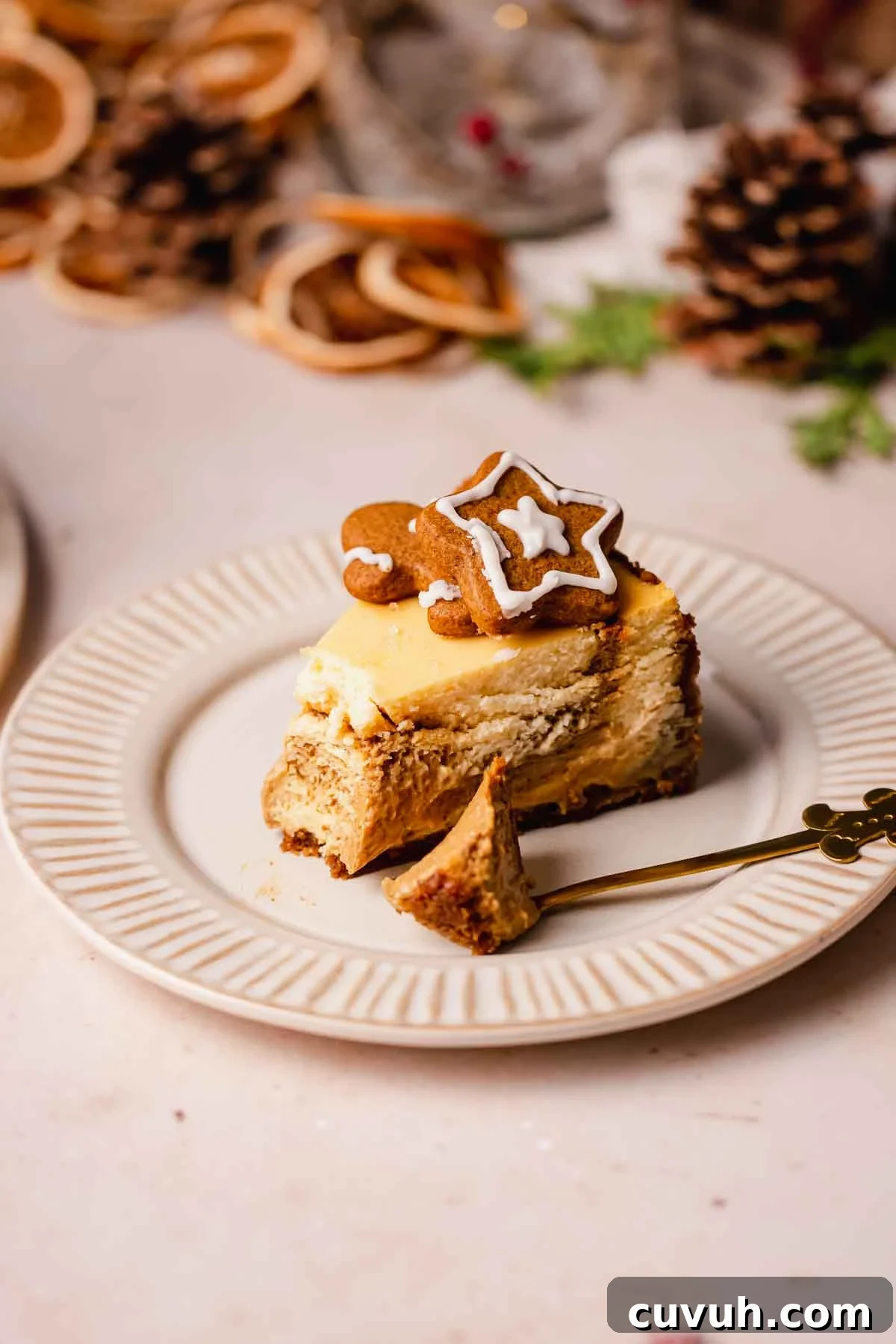 Gingerbread Cheesecake Recipe with Spiced Graham Crust 16 slice of gingerbread cheesecake