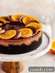 chocolate cheesecake with orange slices