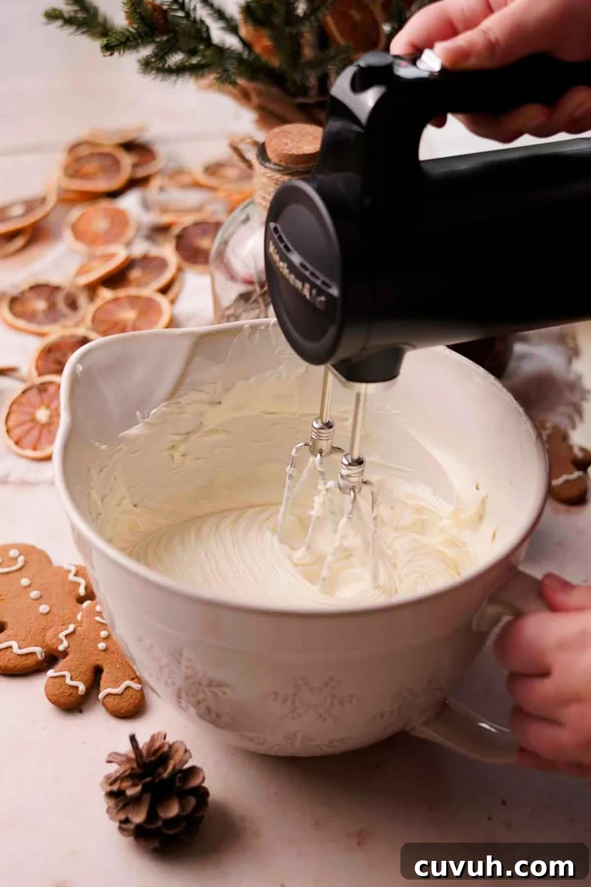 Gingerbread Cheesecake Recipe with Spiced Graham Crust 8 mixing in sugar until creamy
