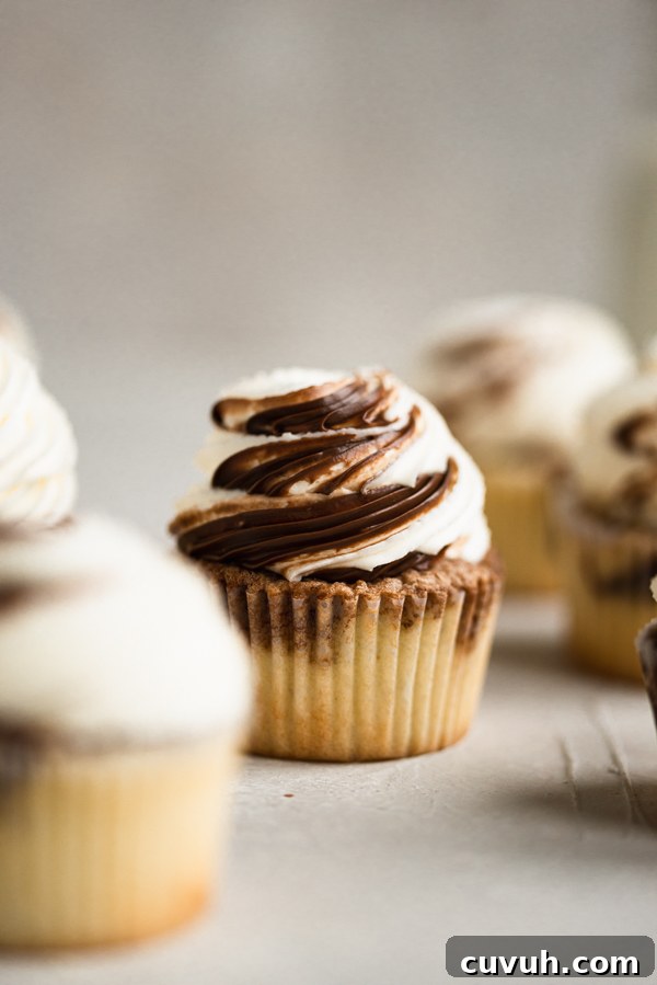 Vanilla Cupcakes with Nutella Swirl Filling and Frosting 5 vanilla nutella cupcakes