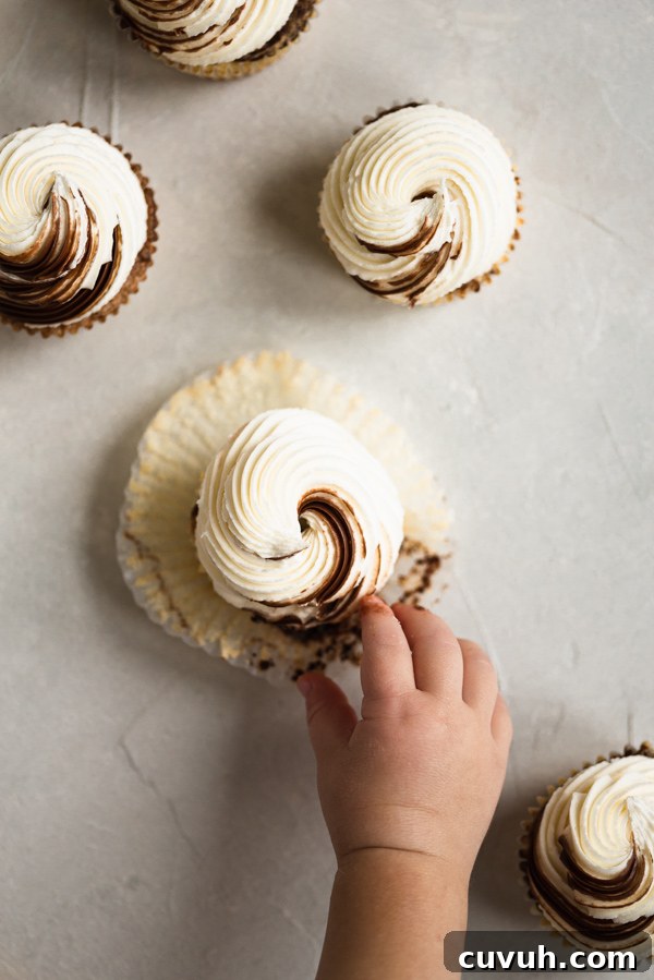 Vanilla Cupcakes with Nutella Swirl Filling and Frosting 7 vanilla nutella cupcakes