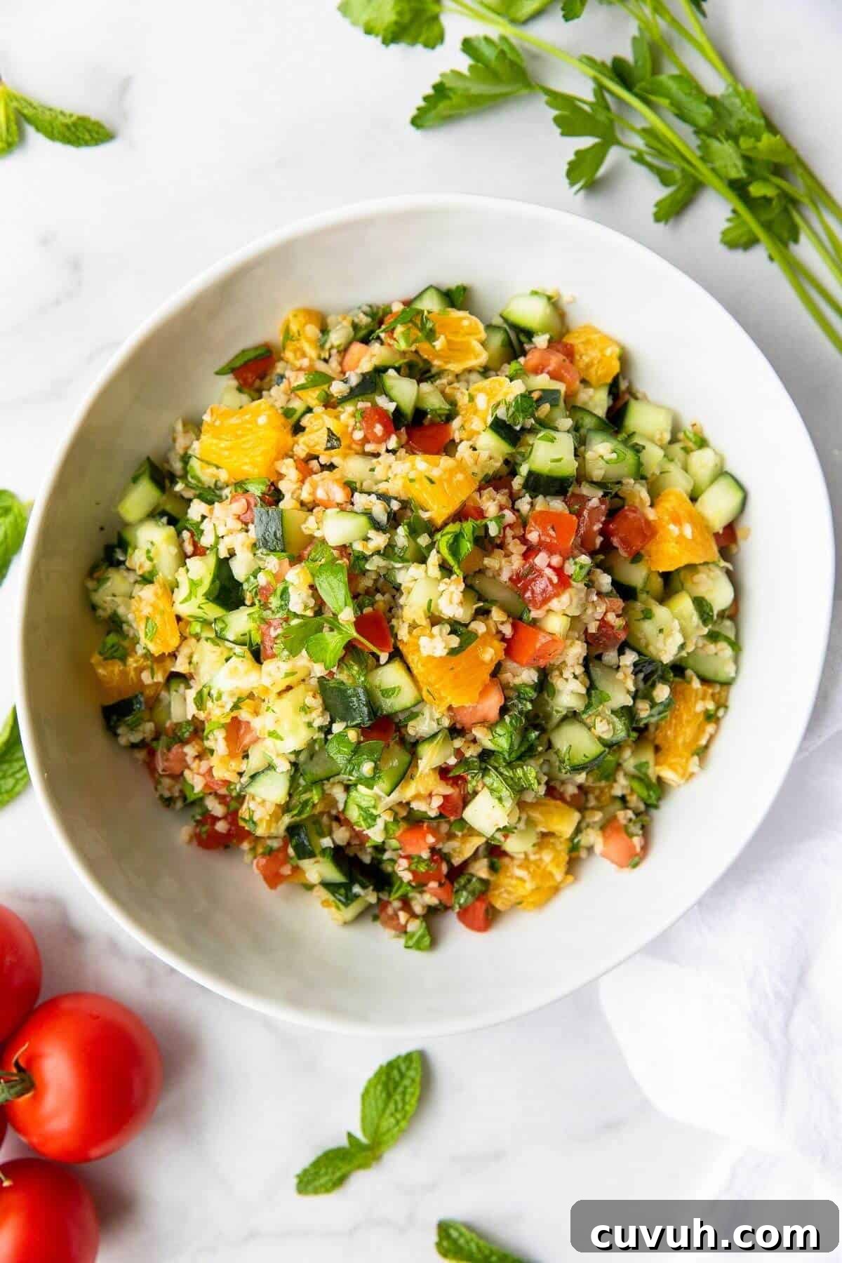 Healthy orange tabbouleh salad