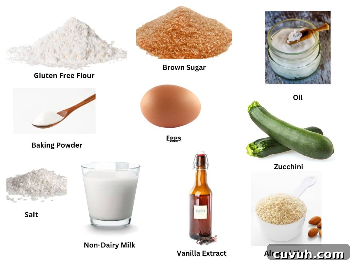 Photos of the zucchini muffins ingredients.