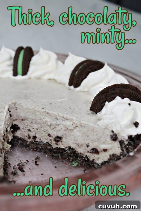 Grasshopper Mint Chocolate Ice Cream Pie Recipe 3 Oreo cookies used in the crust and as garnish on this freezer dessert.