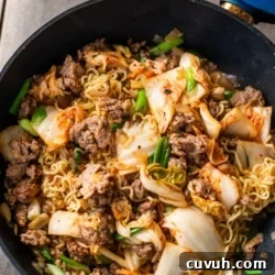 Korean Pork and Kimchi Ramen Stir-Fry Recipe 2 Korean Pork and Kimchi Stir Fried Noodles Recipe : Ramen Hack | BestRecipeBox.com