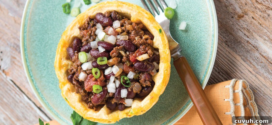 Spicy Red Bean Chili Served in Jalapeño-Cheddar Waffle Bowls 2 red bean chili with jalapeño cheddar waffle bowls