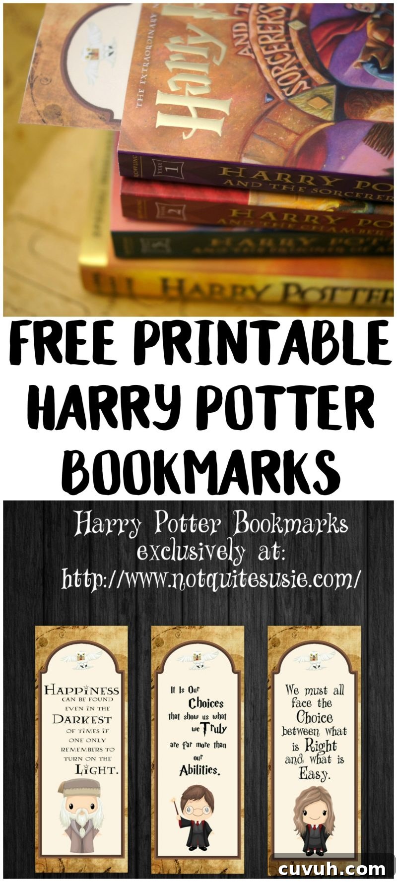 Full sheet of printable Harry Potter bookmarks.