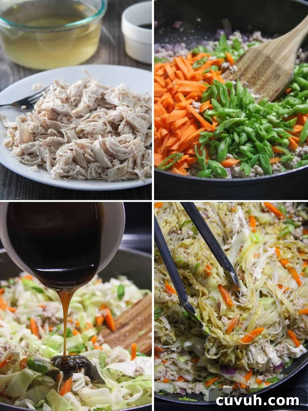 cooking pancit langlang in a pan