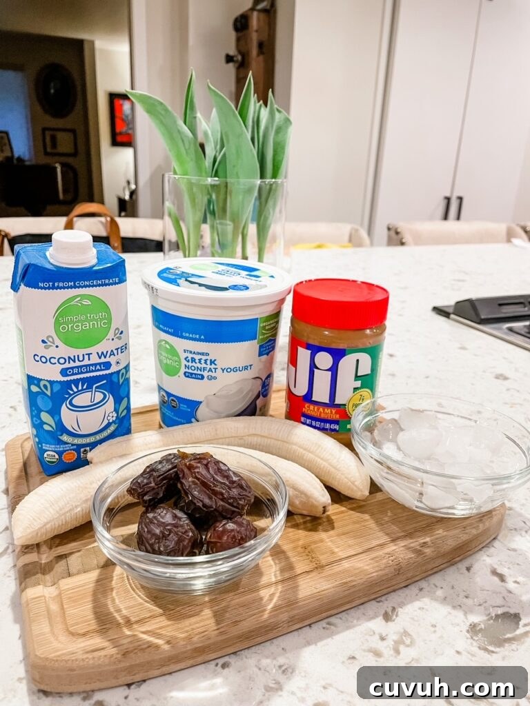 Creamy Date & Banana Protein Smoothie Recipe for Energy 3 The ingredients for the Date and Banana Protein Smoothie