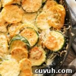sauteed zucchini and yellow squash in a cast iron pan