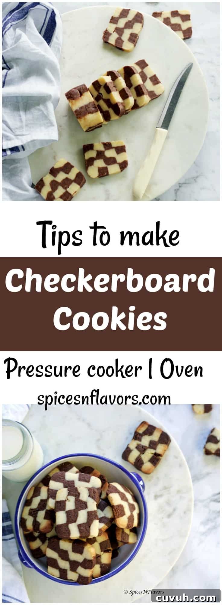 Pressure Cooker Eggless Checkerboard Cookies Recipe 8 eggless checkerboard cookies in a pressure cooker and also in an oven. easy to follow step by step recipe with video butter biscuit vanilla cookies chocolate cookies