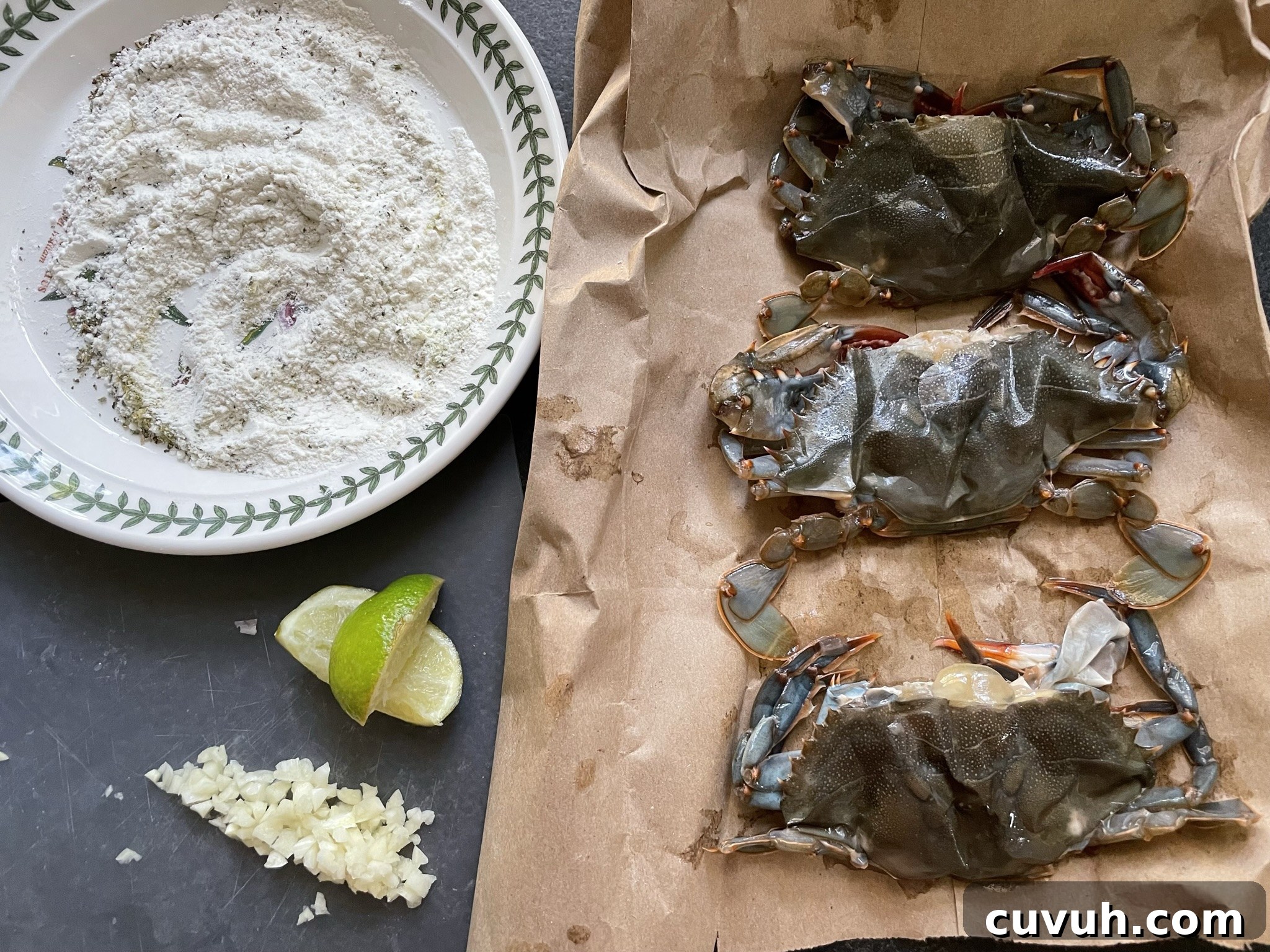 Pan-Seared Soft-Shell Crab with Garlic Butter and Fresh Herbs 3 Prepping the soft shell crab