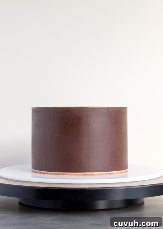 The finished ganached cake.