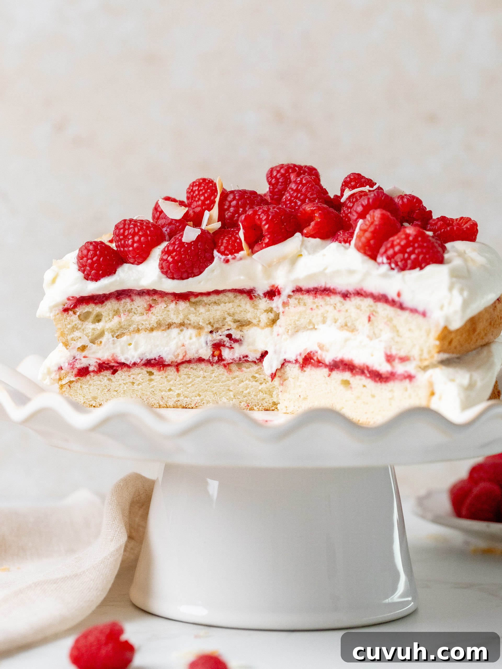 Coconut Raspberry Layer Cake with Coconut Cream Frosting 10 img 20357 9