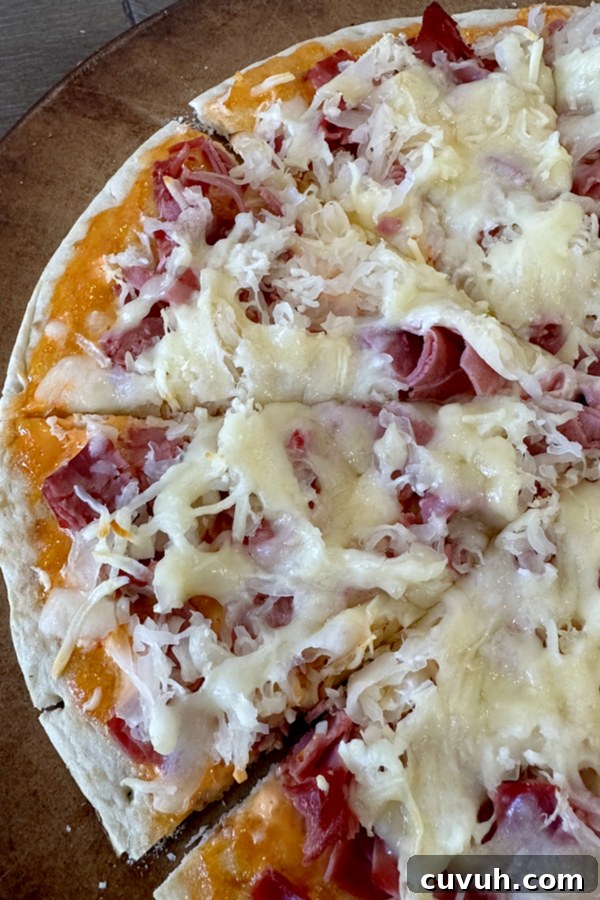 Reuben pizza