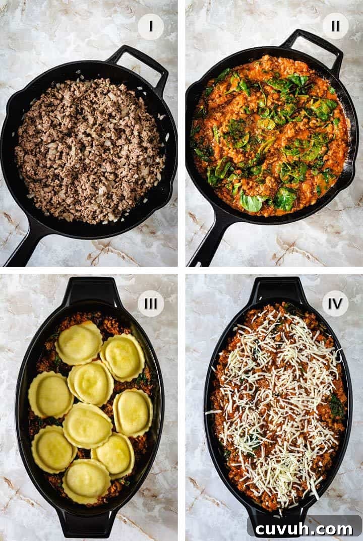 Four easy steps to making this lasagne.